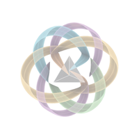 An icon where a central light prism subtly breaks light into a spectrum of transparent, non-rainbow colors that gracefully converge and interlock