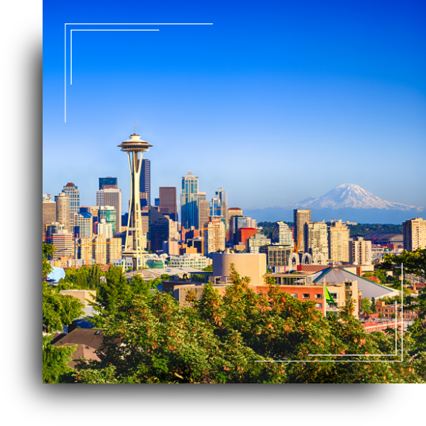 Seattle City Skyline with Mt. Rainier in the Background