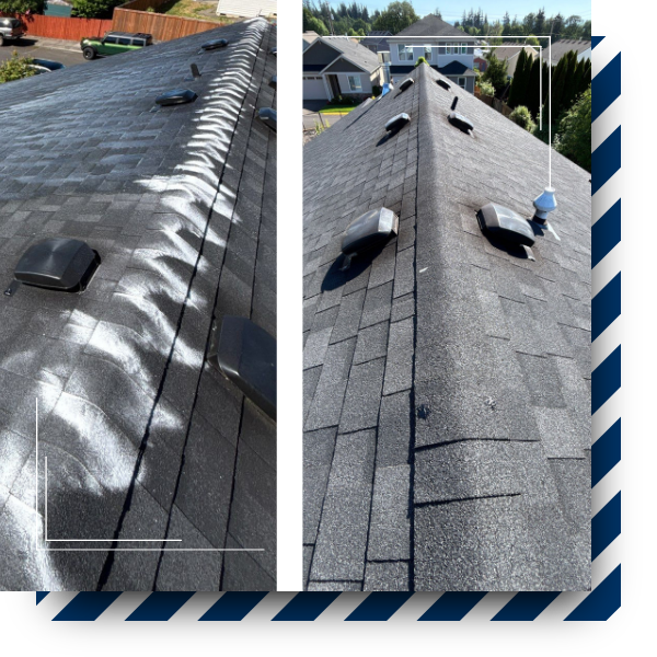 Black shingles before and after washing