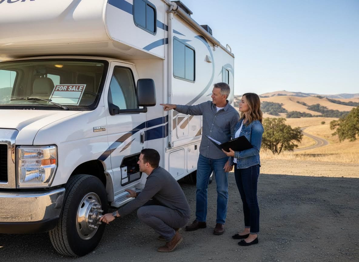 People Inspecting an RV for Sale