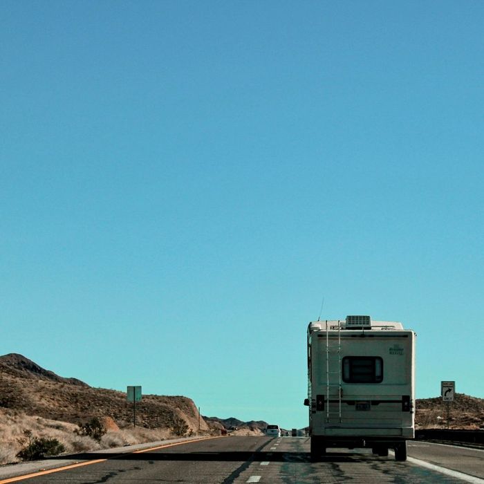 RV driving on the open road