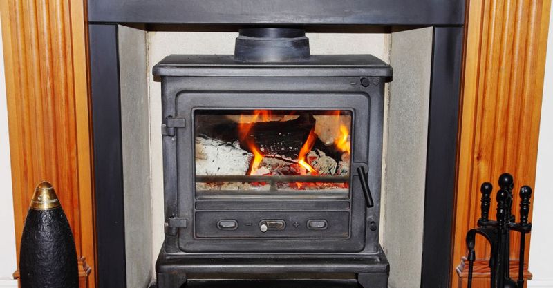 Wood burning fireplace.