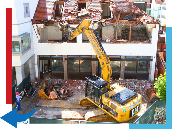 large equipment tearing down office building large equipment tearing down office building