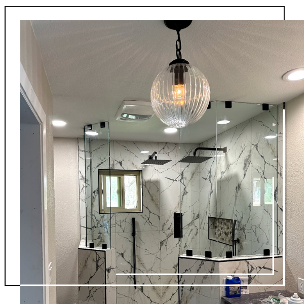 Custom glass shower done by That Glass Guy. Home1