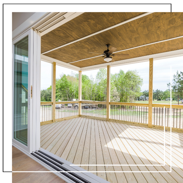 Custom outdoor deck and siding of a home. Decking & Siding