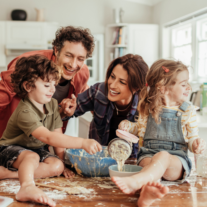 family baking together