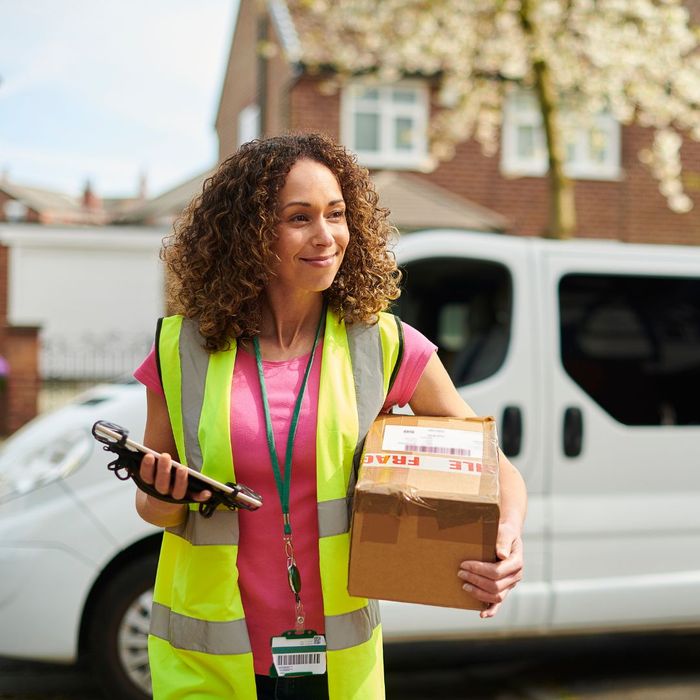 happy delivery person