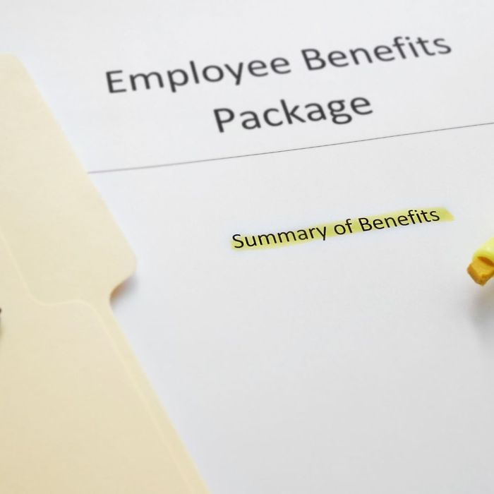 sheet that says "Employee Benefits Package"