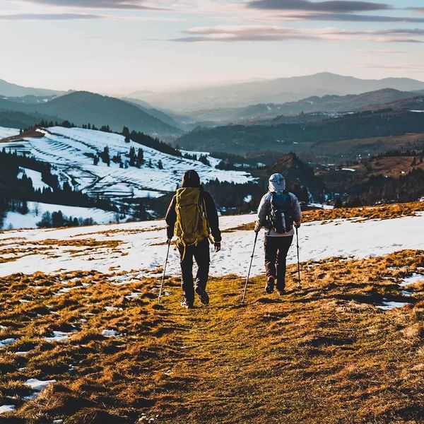 couple hiking mountain