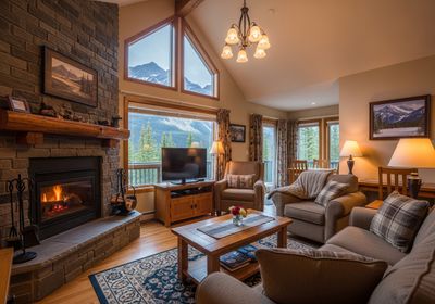 Cozy Living Room with Mountain View