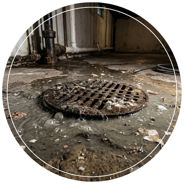 clogged drain in basement 