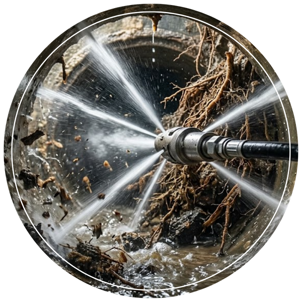clearing debris from a heavily clogged pipe