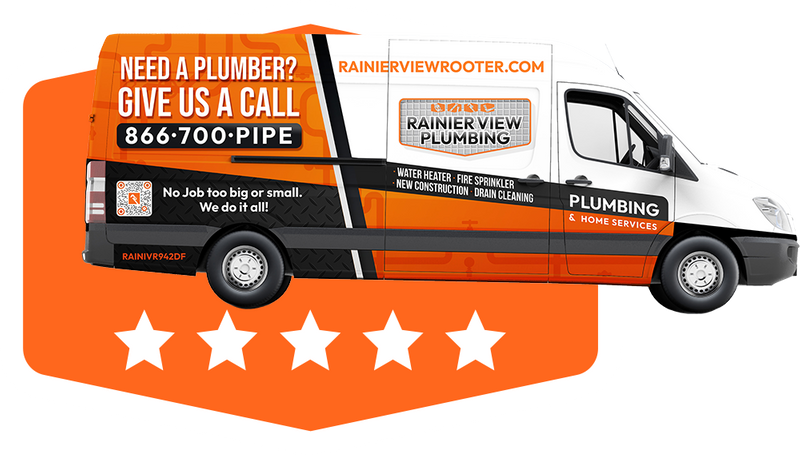 5 stars, rainier view plumbing van
