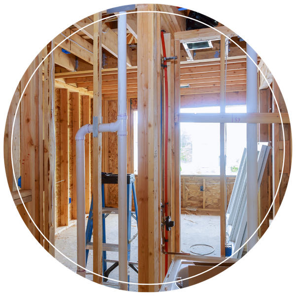 plumbing being run in new construction build 