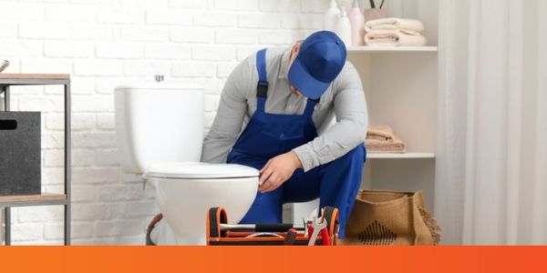 plumber fixing toilet