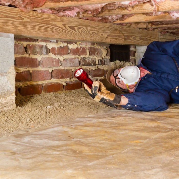 Man checking out crawl space
