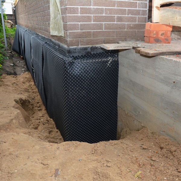 Waterproofed foundation