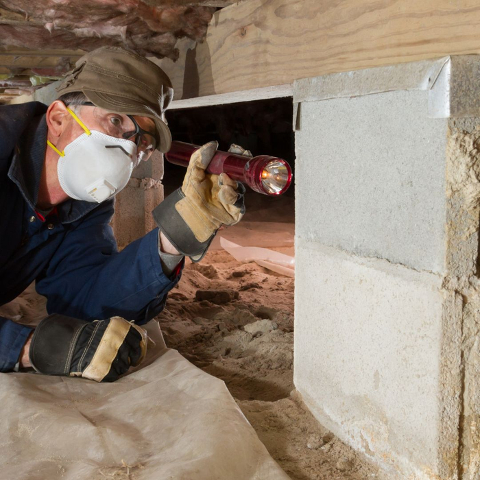 Man checking out crawl space 