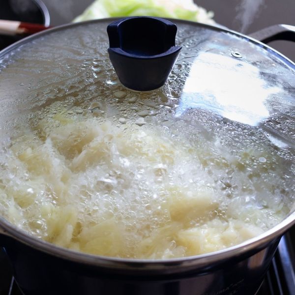 Pasta boiling on a stove