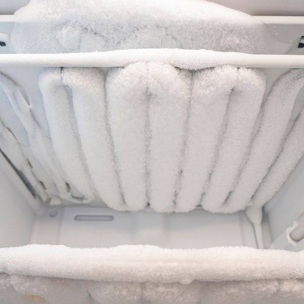 a freezer with ice