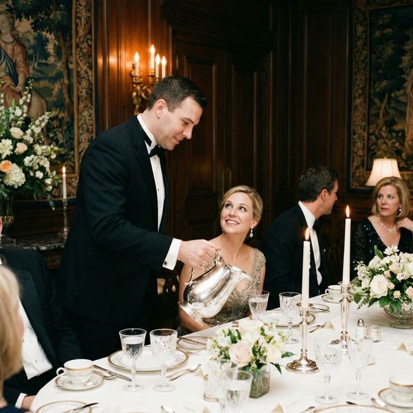A server proactively refilling a guest's water glass.