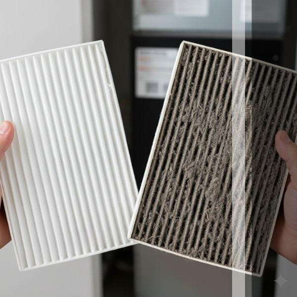 clean and dirty air filter