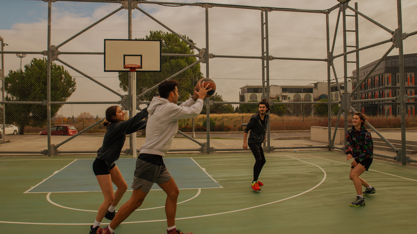 playing basketball