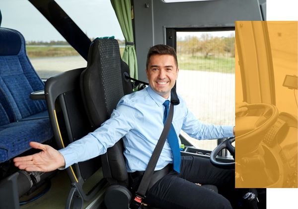 bus driver with arm extended bus driver with arm extended