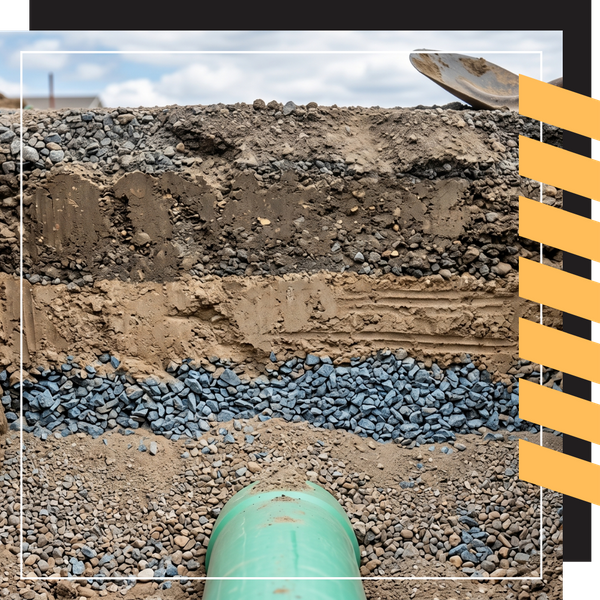 a trench backfill with layered dirt and aggregate