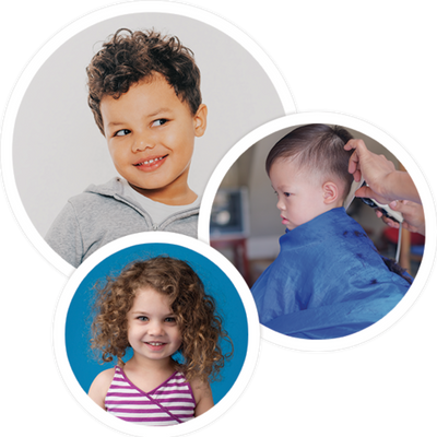 collage of children with haircuts