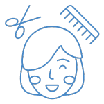 woman, scissors, comb icon