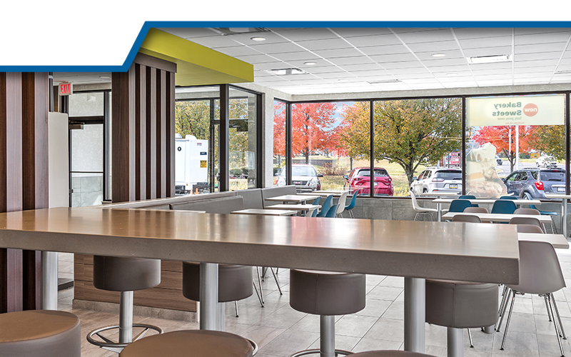 Eating area at a Mcdonalds