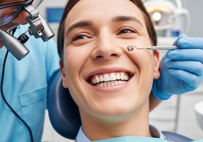 Smiling patient at the dentist