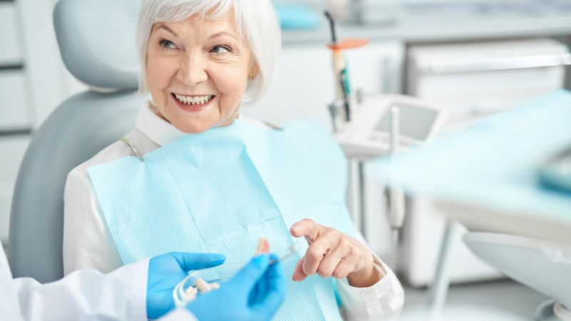 woman getting dentures