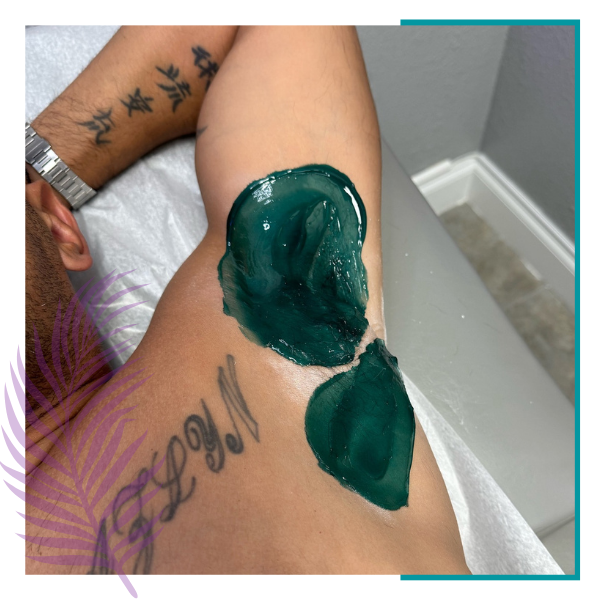 green wax cooling on underarm