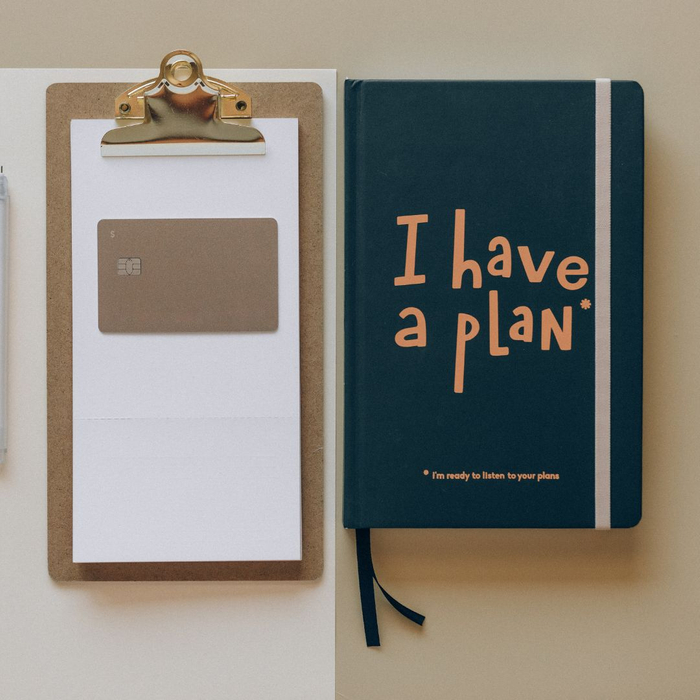 Planner and notebook.