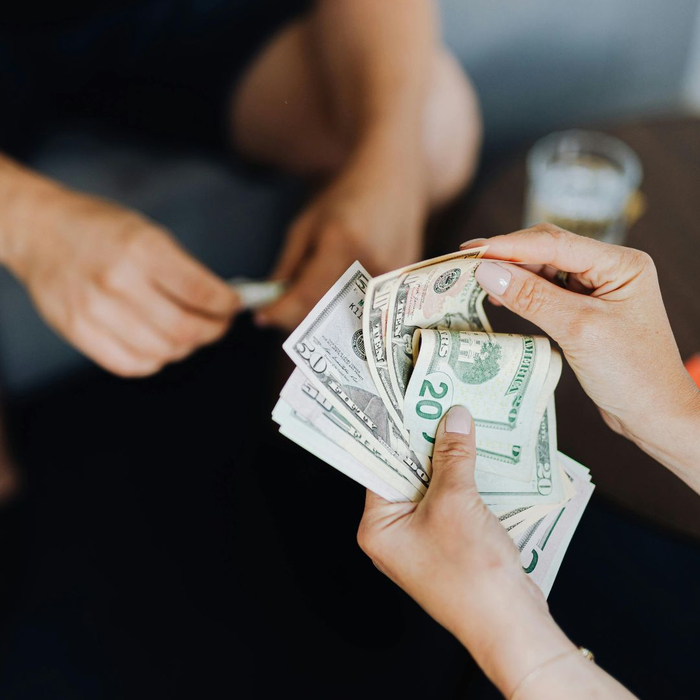 Paying in cash.