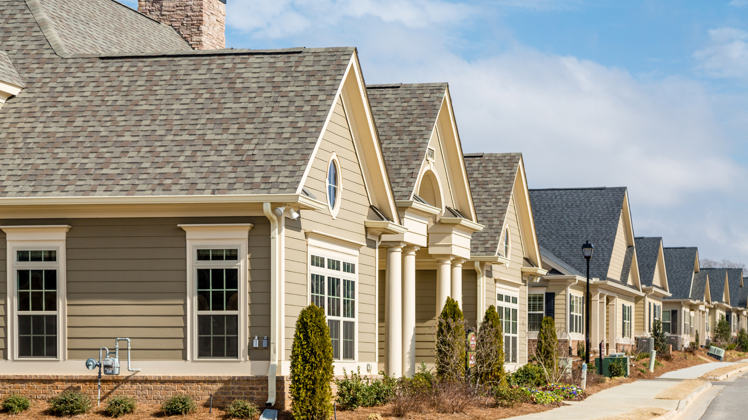 Row of new homes.