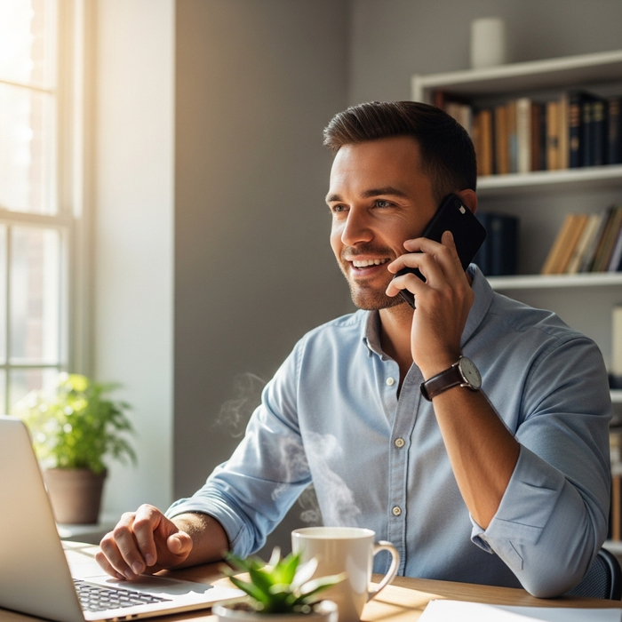 A professional helps a client over the phone, illustrating how easy it is to qualify for home buying assistance.