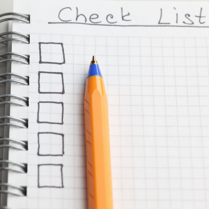 A checklist on graph paper.