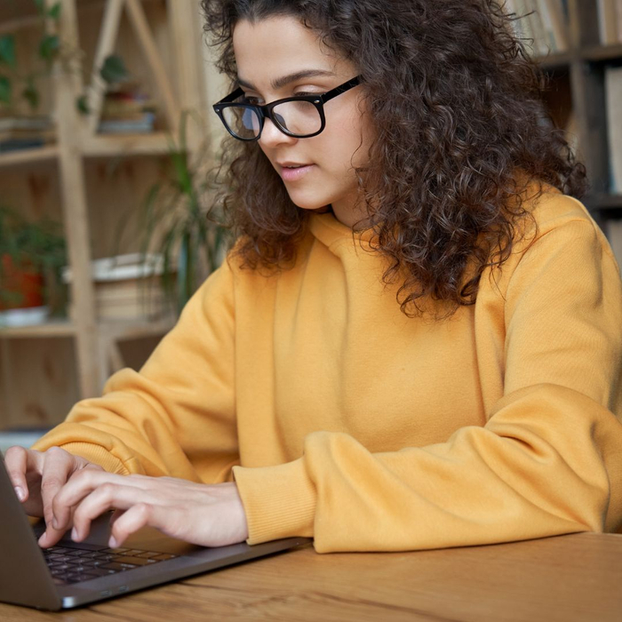 Young woman on computer