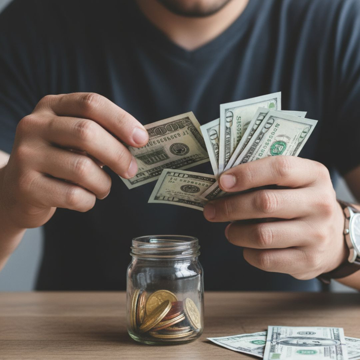 A man counting cash.
