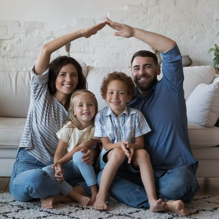 family in new home