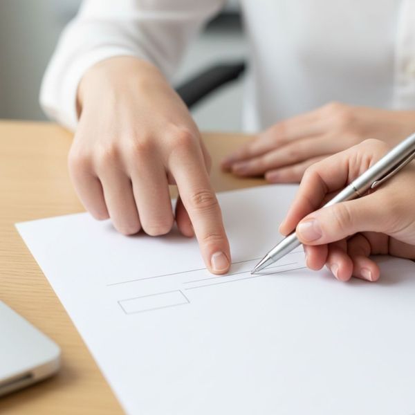 Individual receiving free, clear bond advice in a professional, focused consultation setting.