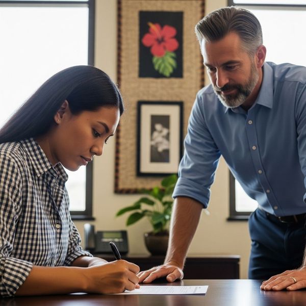 woman signing a bail bond agreement