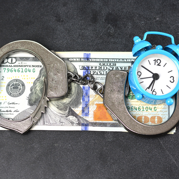 money with cuffs and a timer 