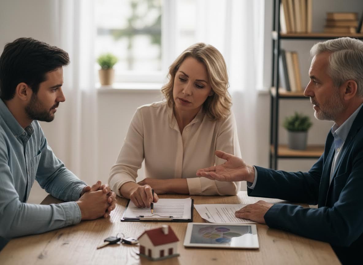 Couple consulting with a real estate or legal advisor