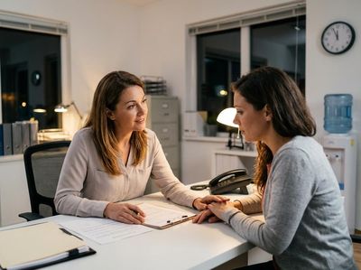 Professional consultation between two women in an office