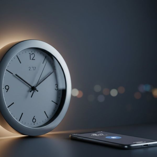 Clock showing 2 AM next to a smartphone, symbolizing 24-hour surety bond support and immediate availability.