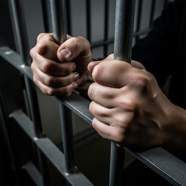 person behind bars at jail
